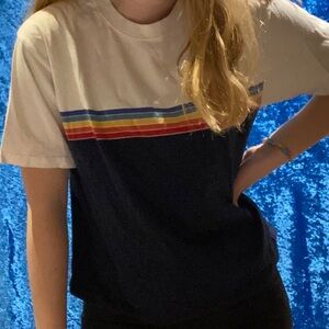 Brandy Melville navy rainbow stripe t-shirt One size